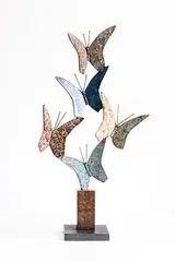 Butterfly Dance by Ray Delaney, 2021, unique bronze on stone base, sold Jan 2022