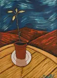Graham Knuttel, Still Life on Tabletop, acrylic on card