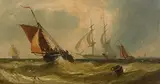 John Callow, Ships on Stormy Sea, oil on canvas
