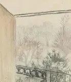 Mary Potter, Regents Park Balcony, watercolour and charcoal on paper