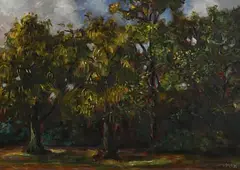 Stephen McKenna, Chestnut Trees, 1983, oil on board