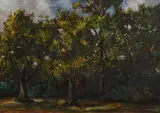 Stephen McKenna, Chestnut Trees, 1983, oil on board