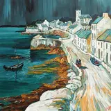 At Roundstone Village, Connemara by J.P. Rooney, oil on board, sold Jan 2022
