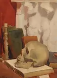 John Luke, Still Life - Skull and Books