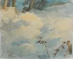 Winter Landscape by Tom Carr, oil on canvas, sold Jan 2022