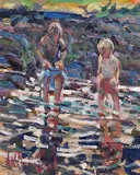 Arthur K. Maderson, Kilderriheen at Dusk, mixed media on board