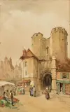 William Bingham McGuinness, Street Scene with Market Traders