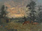 Patrick Leonard, Cattle Grazing, Skerries, oil on board