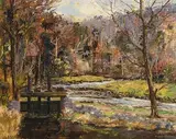 The Dodder at Dartry by Fergus O'Ryan, oil on board, sold Jan 2022
