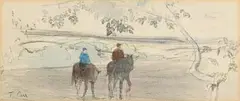 Tom Carr, Morning Ride, watercolour and pencil on paper