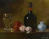 Padraig Lynch Irish, Still Life with Bottle, 1995, oil on board
