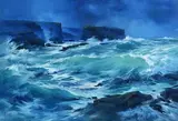Annemarie Bourke, Tempest, Kilkee, oil on panel