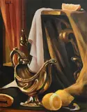 Ken Hamilton, Still Life - Silver Sauce Boat, oil on board