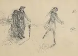 Feeding the Birds by John Butler Yeats, pen and ink on paper, sold Nov 2021