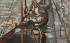 Boats at Chioggia, Italy by Grace Henry, oil on card, sold Nov 2021