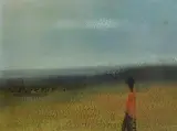 Daniel O'Neill, Landscape with Figure, oil on board