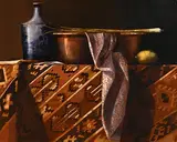 Martin Mooney, Still Life with Kilim, 1998, oil on canvas
