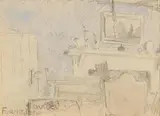 The Drawing Room by Jack Butler Yeats, pencil and wash, sold Nov 2021