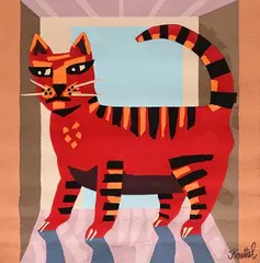 Graham Knuttel, Cat, tapis - hand made by The Dixon Carpet Company, Oughterard, Co. Galway