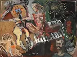 Patrick Graham, Inception, Conception, Deception, 1978, oil and mixed media on board