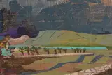 Patrick Pye, Landscape Near Toledo, mixed media board