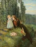 Charles Russell, Mummy's Hops Garland, 1899, oil on canvas