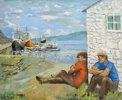 Seamus Coleman, Fisherman's Cove, oil on canvas board