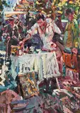 An Eye For A Bargain by Arthur K. Maderson, oil on board, sold Nov 2021