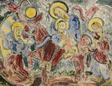 Basil Rakoczi, Procession, oil on paper