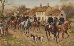 John Carey, The Boxing Day Hunt, gouache on card