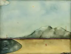 Pat Harris, Landscape, 1975, mixed media on board