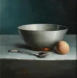 David French Le Roy, Egg and Spoon, 2003, oil on board
