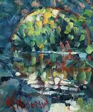 Study for the Old Bridge, Aveze by Arthur K. Maderson, oil on board, sold Nov 2021
