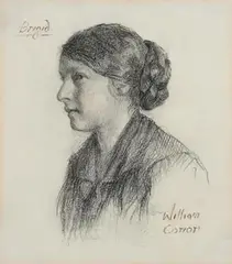 William Conor, Brigid, charcoal on paper