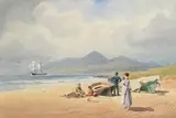 Joseph William Carey, Family on Beach at Ballykinlar with Newcastle and Mournes in Background