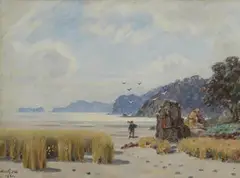 William Crampton Gore, On the Beach, Brittany, 1921, oil on canvas laid on board