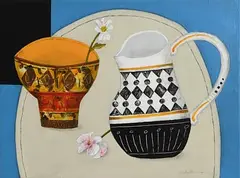 Geoffrey Robinson, Still Life with Daisy, acrylic and charcoal on canvas