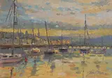 Liam Treacy, Wicklow Harbour, oil on canvas