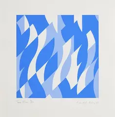 Bridget Riley British, Two Blues, 2003, screenprint in colours on wove paper - numbered 7 from an edition of 250