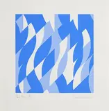 Bridget Riley British, Two Blues, 2003, screenprint in colours on wove paper - numbered 7 from an edition of 250