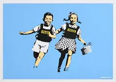 Banksy British, Jack and Jill (Police Kids), 2005, screenprint in colours on wove paper - numbered 320 from an edition of 350 (aside from 22 artist's proofs) - published by Pictures on Walls, London, with their blindstamp