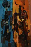 Night and Day Warriors by George Campbell, oil on board, sold Oct 2021