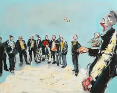 John B. Vallely, The Road Bowlers, oil on canvas