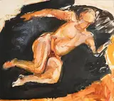 Barrie Cooke, Nude with White and Black Sleeping