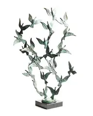 Autumn Birds by John Behan, unique bronze on marble base, sold Oct 2021