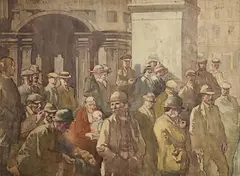 William Conor, Waiting the Verdict, watercolour on paper