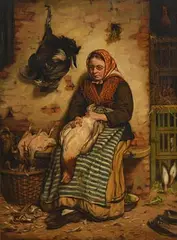 Thomas Faed, Woman Plucking Poultry, 1879, oil on canvas