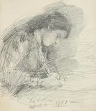 Lily Yeats by John Butler Yeats, 1901, pencil on paper, sold Oct 2021
