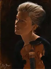 Ted Jones, The Fiddle Player, oil on canvas board
