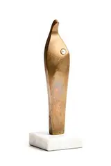 Arthur Dooley, Madonna, 1990, bronze with single pearl inlaid on upper chest on a marble base
